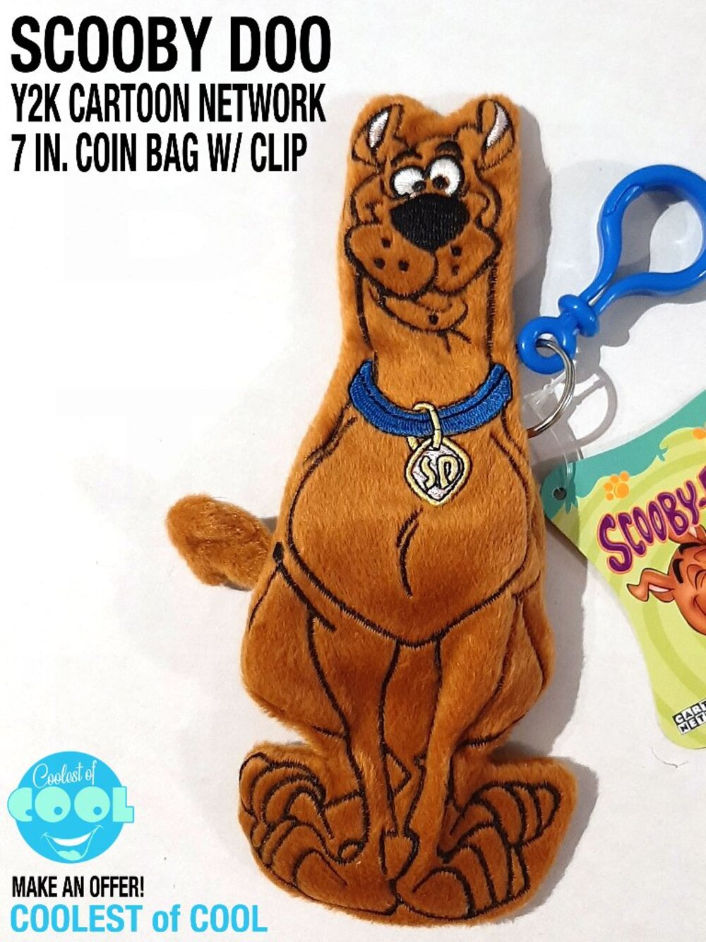 rare Scooby Doo 8" plush backpack keychain coin purse bag Y2K Cartoon Network